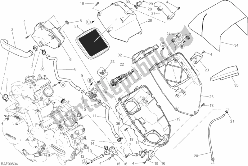 All parts for the Intake of the Ducati Multistrada 1200 Touring 2015